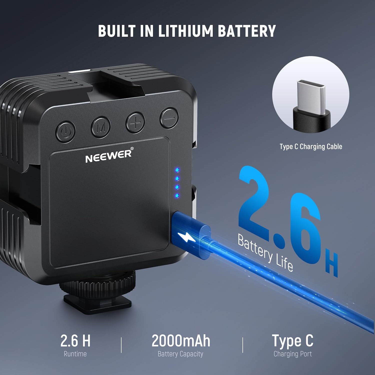 Thumbnail 4 de NEEWER NL-36AI : lampe vidéo LED portable bicolore 3200K–5600K, dimmable