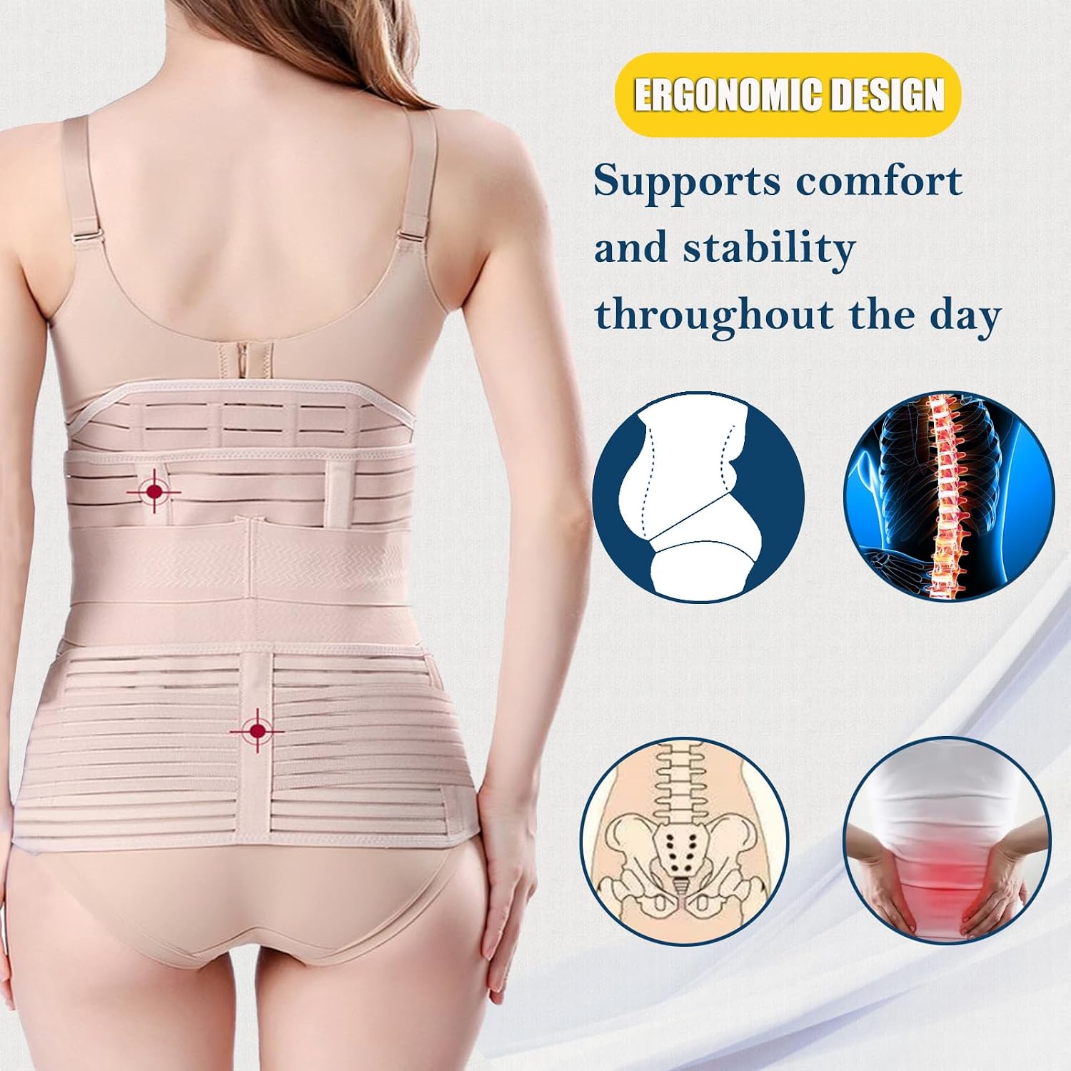 Detalle 2 de ChongErfei 3 in 1 Postpartum Belly Wrap – 3-in-1 Belly/Waist/Pelvis Belt for Postpartum Support