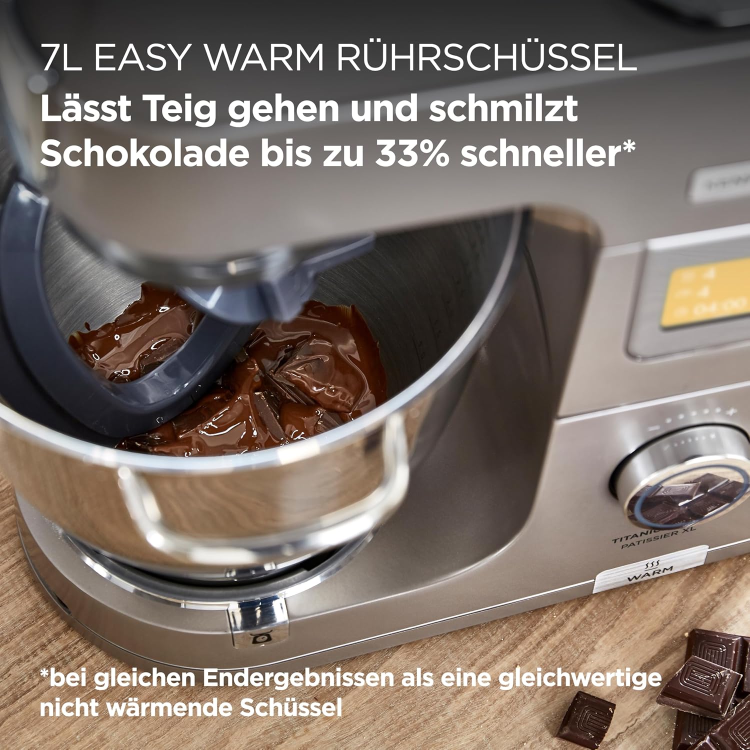 Detalle de Kenwood Titanium Chef Patissier XL KWL90.034SI – Küchenmaschine mit integrierter Waage und 7 l Wärme-Schüssel