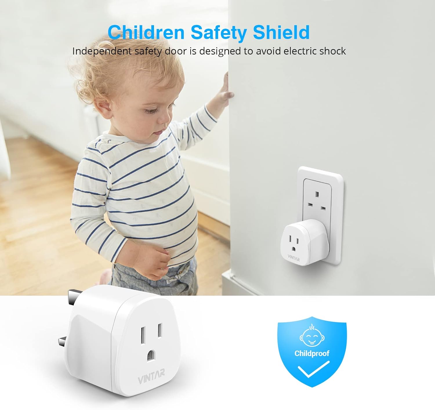 Thumbnail 5 de VINTAR US to UK Plug Adapter with 10A Fuse (Type A/B to Type G) – 1 Pack