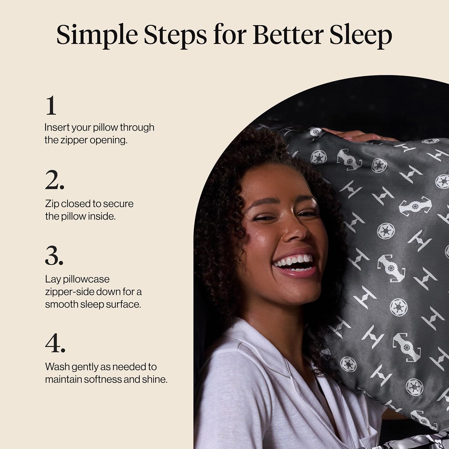 Thumbnail 6 de Kitsch x Star Wars Galactic Empire Satin Pillowcase with Zipper (King, 19x36) — Hair & Skin Care in Bed