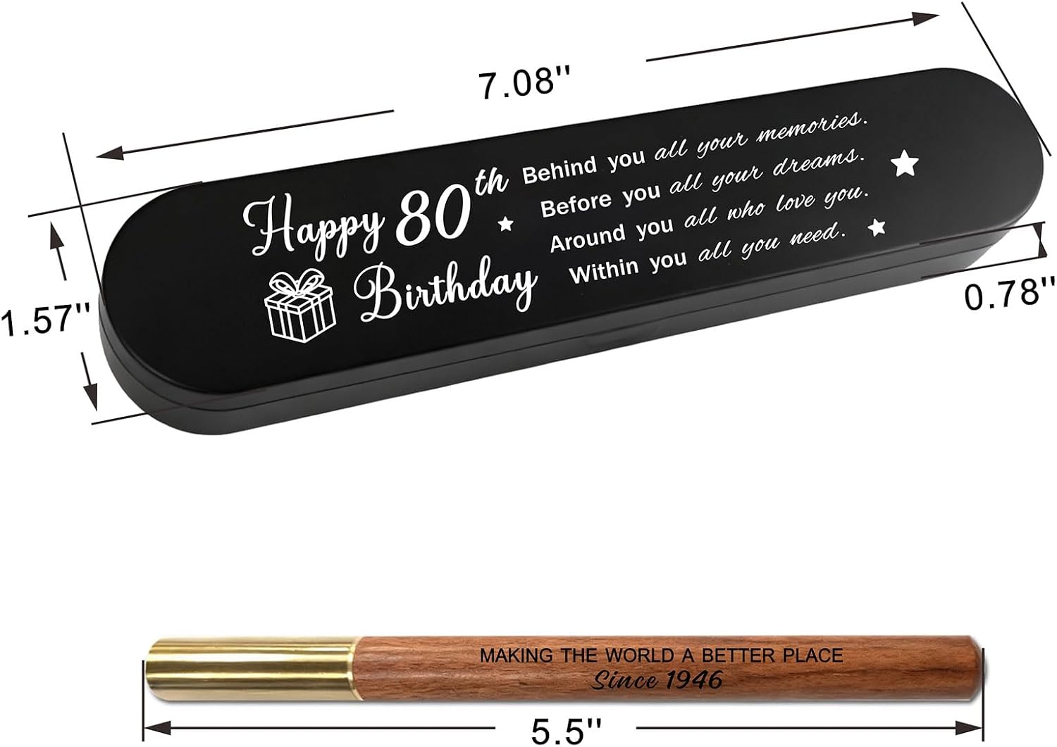 Detalle de iyaone 80th Birthday Gift: Engraved Gel Pen & Keepsake Box Set for 1946 Born
