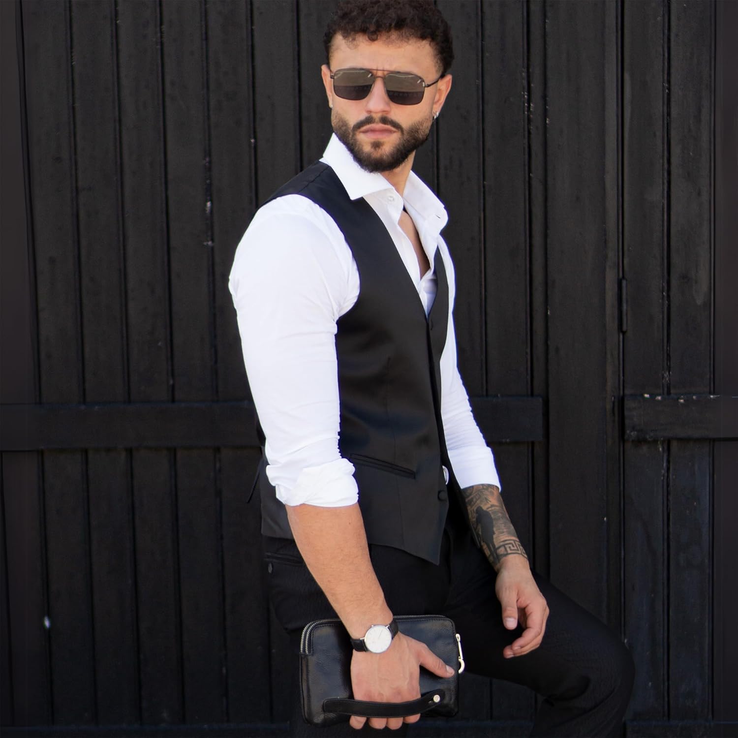 Thumbnail 2 de Time Resistance Leather Clutch for Men — Handmade Italian Organiser Bag in a Gift Box
