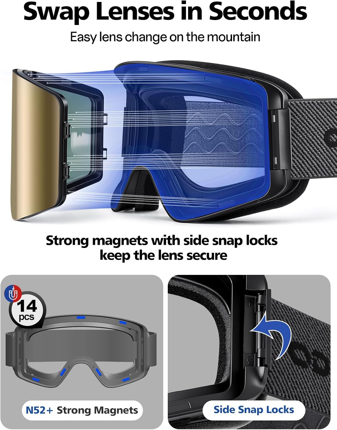 Detalle 2 de Odoland Ski Goggles Frameless 170° View