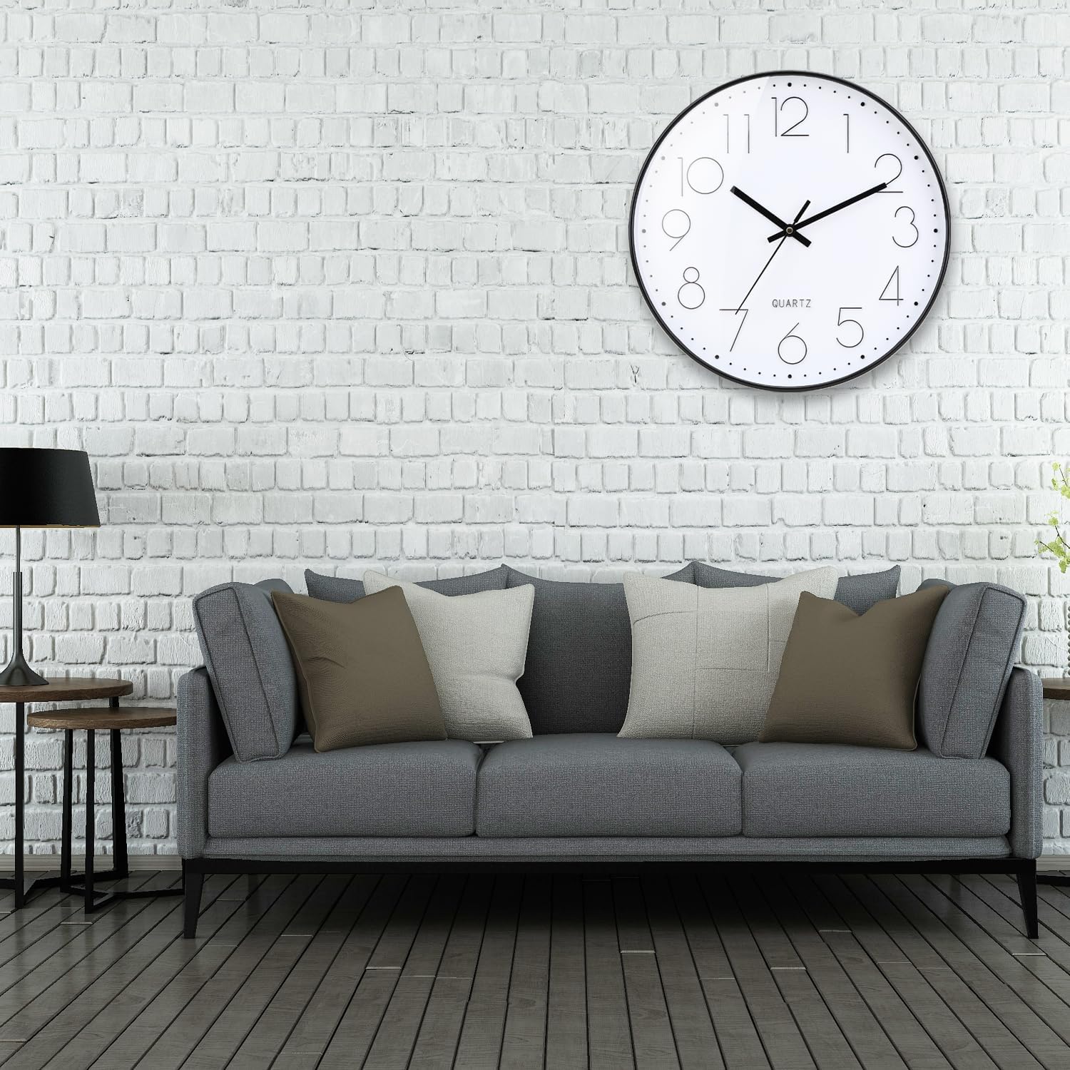 Thumbnail 4 de TOHOOYO 12 inch non-ticking silent quartz wall clock with stereoscopic 3D dial (Black)