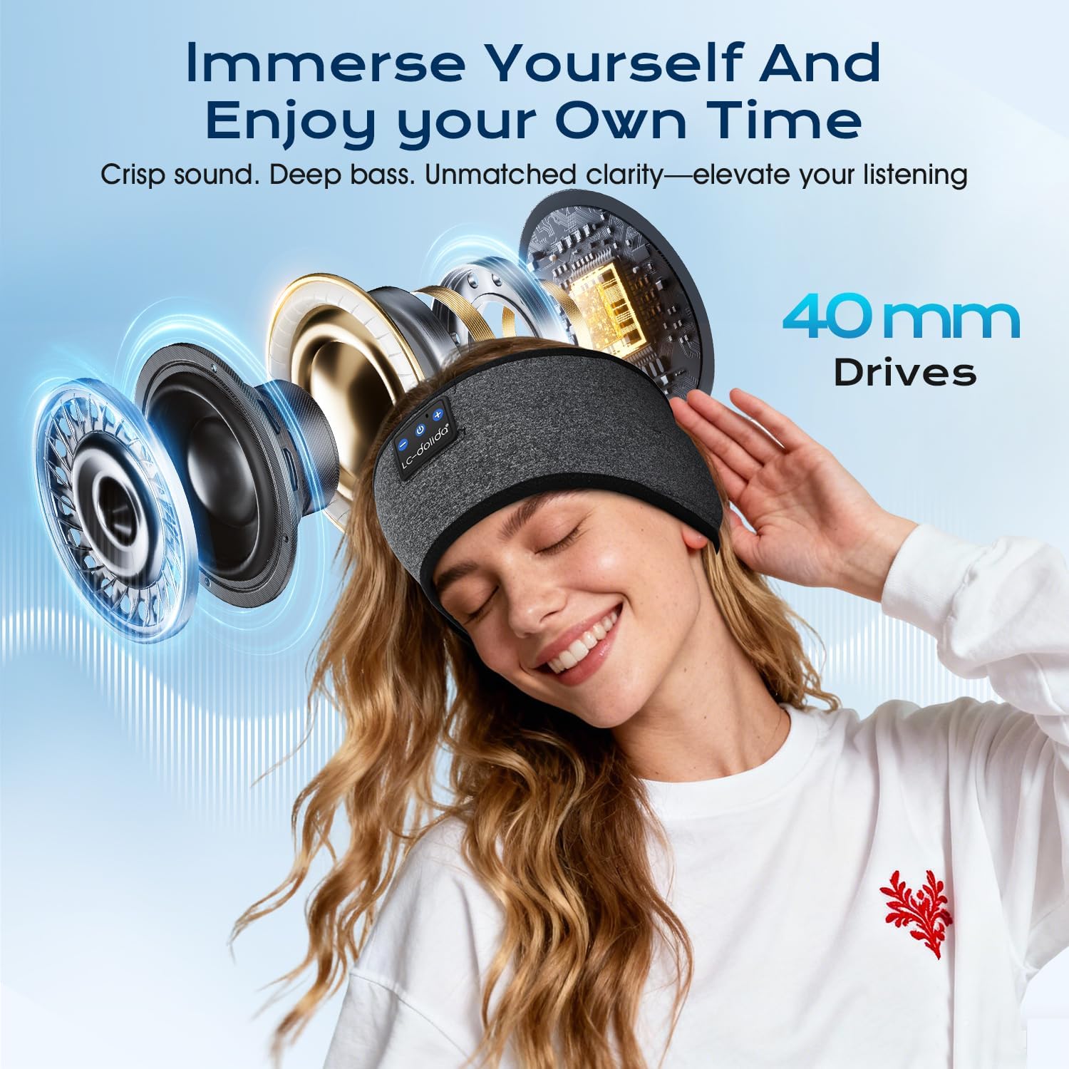 Thumbnail 2 de LC-dolida Schlafkopfhörer Bluetooth Stirnband (Schlaf & Seitenschläfer) mit HiFi-Stereo, bis zu 15 Std. Laufzeit