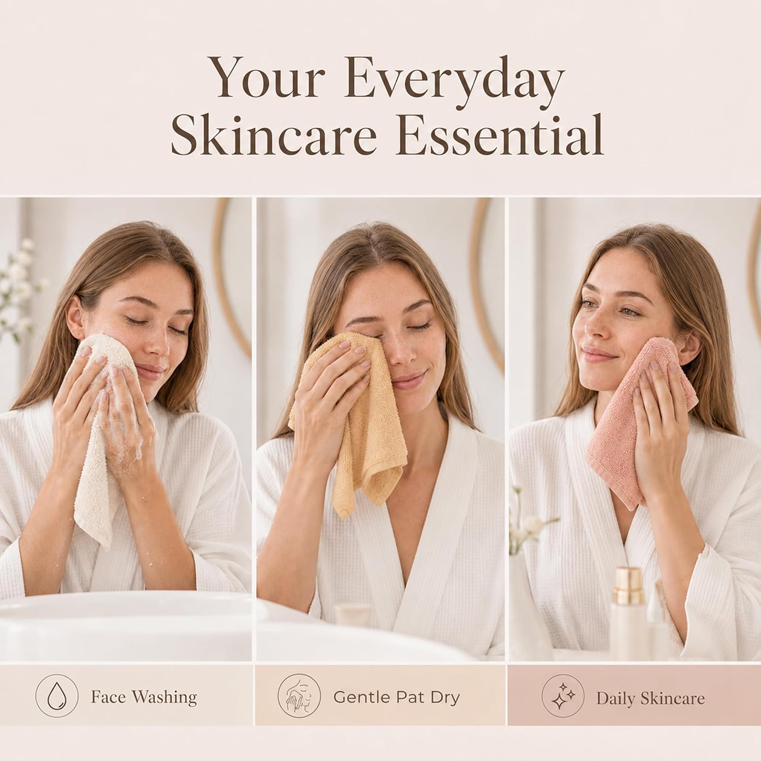 Detalle de Konssy Maoquan-Xiezhuangjin-2Dai-Tuo Cotton Terry Face Cloths, 6-Pack