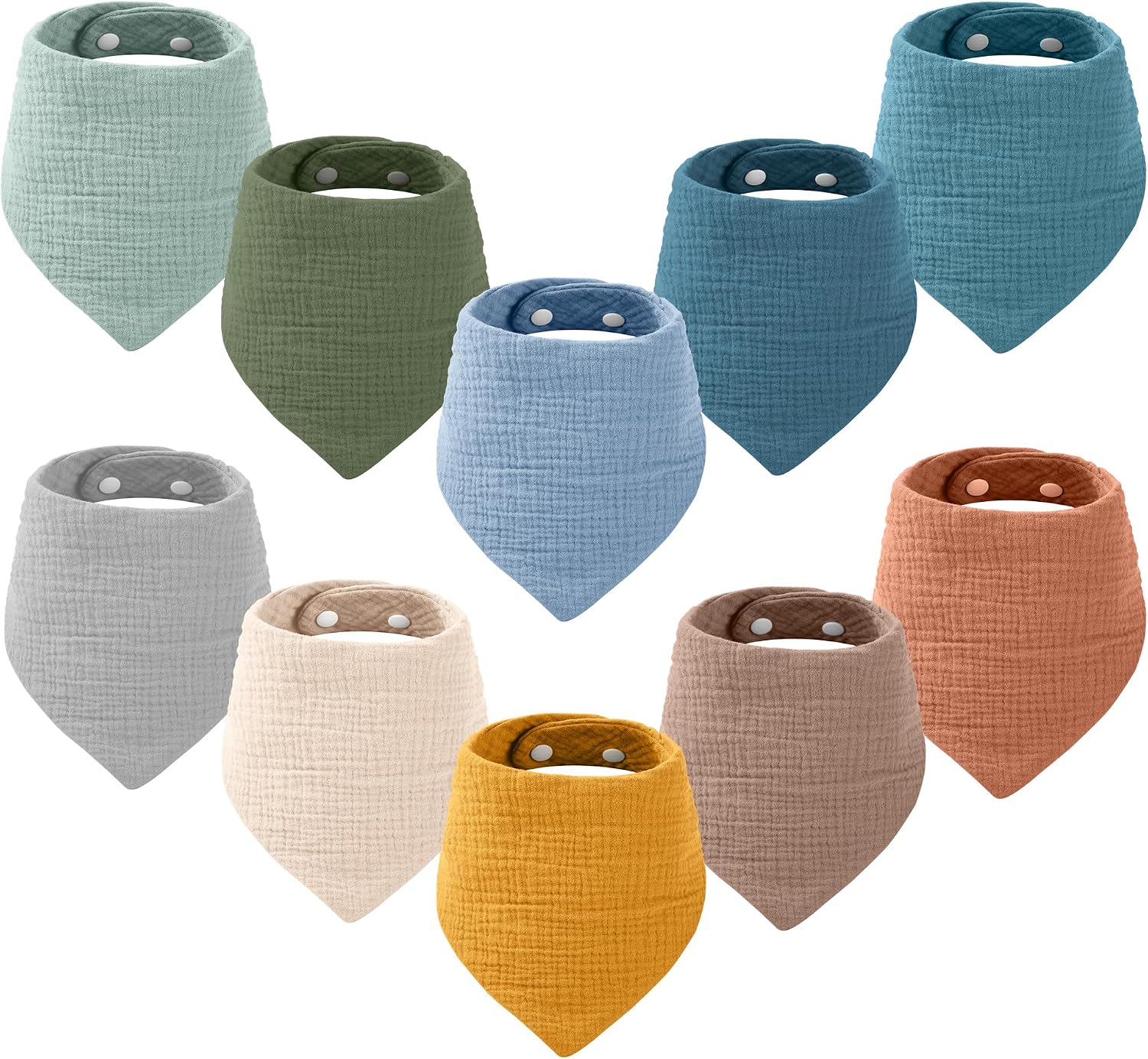 Yoofoss Muslin Baby Bibs 10-Pack cotton dribble bandanas