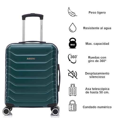 Detalle 2 de RAYKONG Maleta Cabina 55x40x20 cm (40 L) ABS+Policarbonato: ligera, semirígida y con 4 ruedas 360°