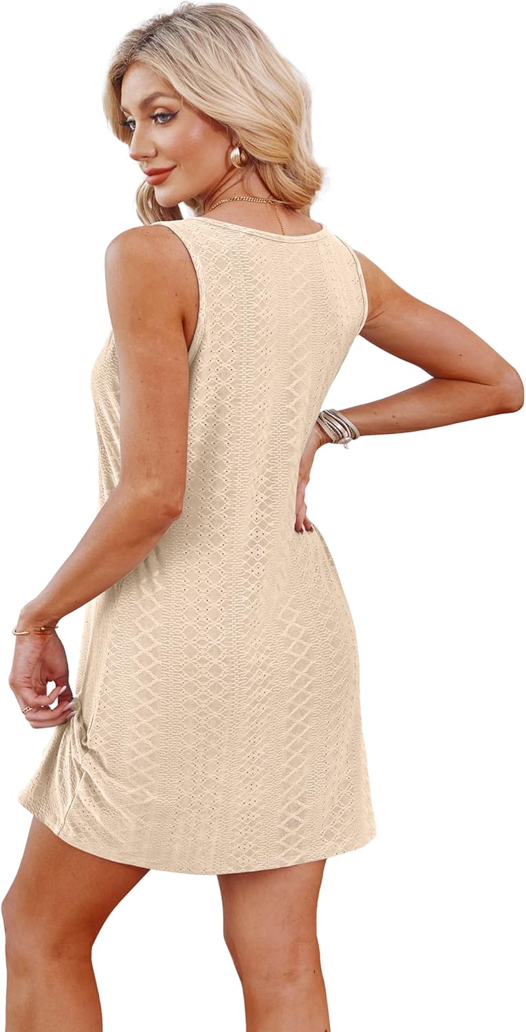 Detalle de BKRIVE Swimsuit Coverup: Eyelet Twisted Tank Dress for Summer Beachwear
