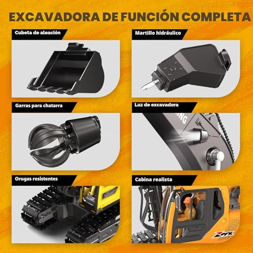 Detalle 2 de GraceDuck Excavadora RC 3 en 1: juguete de playa y construcción con control 2.4 GHz