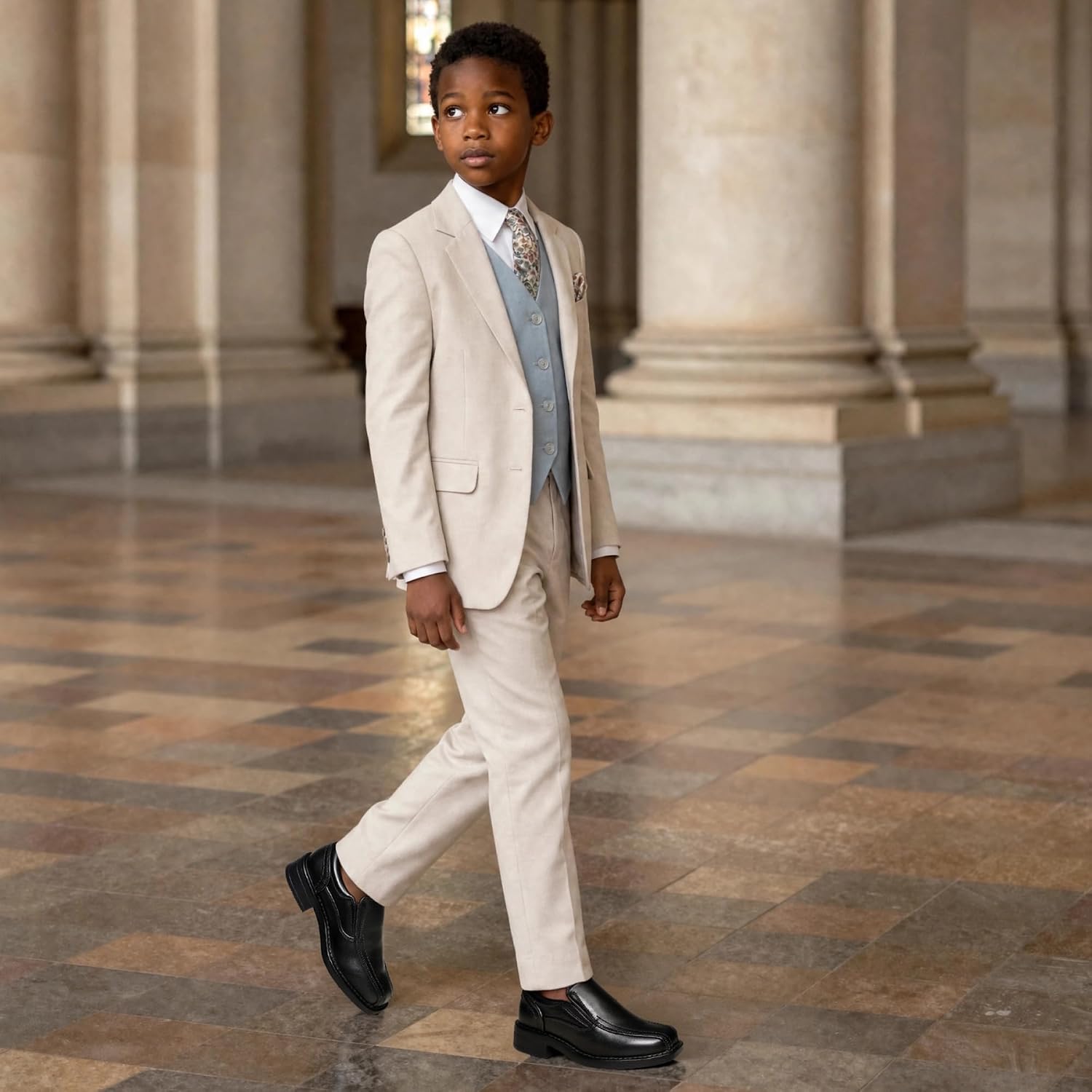 Detalle 2 de Bruno Marc Boys’ Slip-On Dress Loafers with Square Toe and TPR Outsole