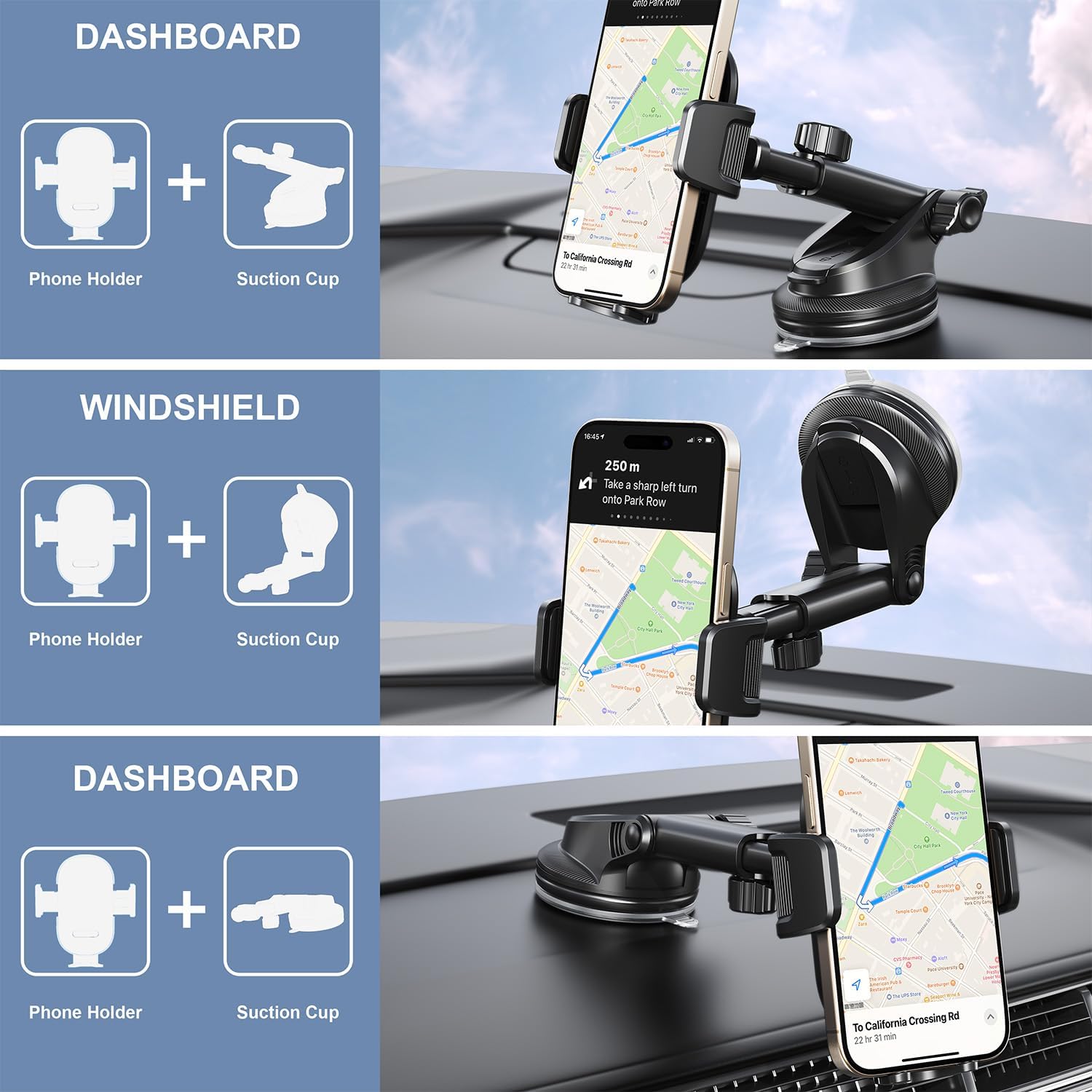 Detalle 2 de Arteck Car Mount 360° rotation car phone holder