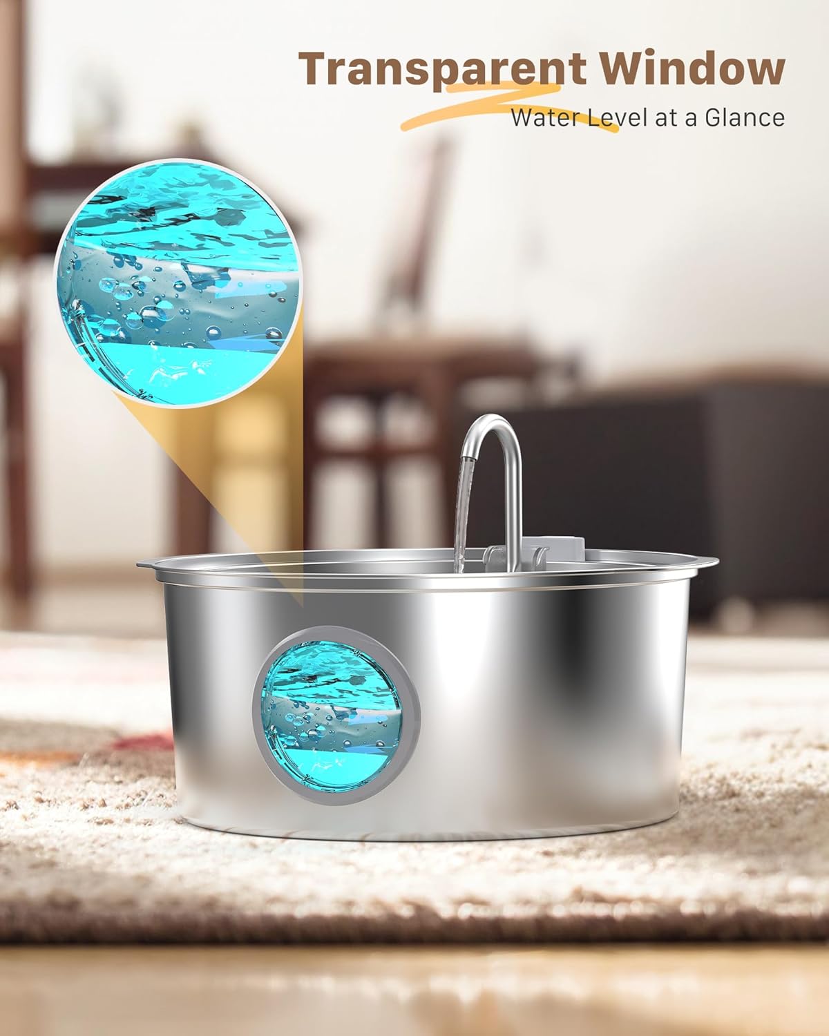 Detalle de Dog Water Fountain for Large Dogs: 7L Stainless Steel Fountain for Indoor Use