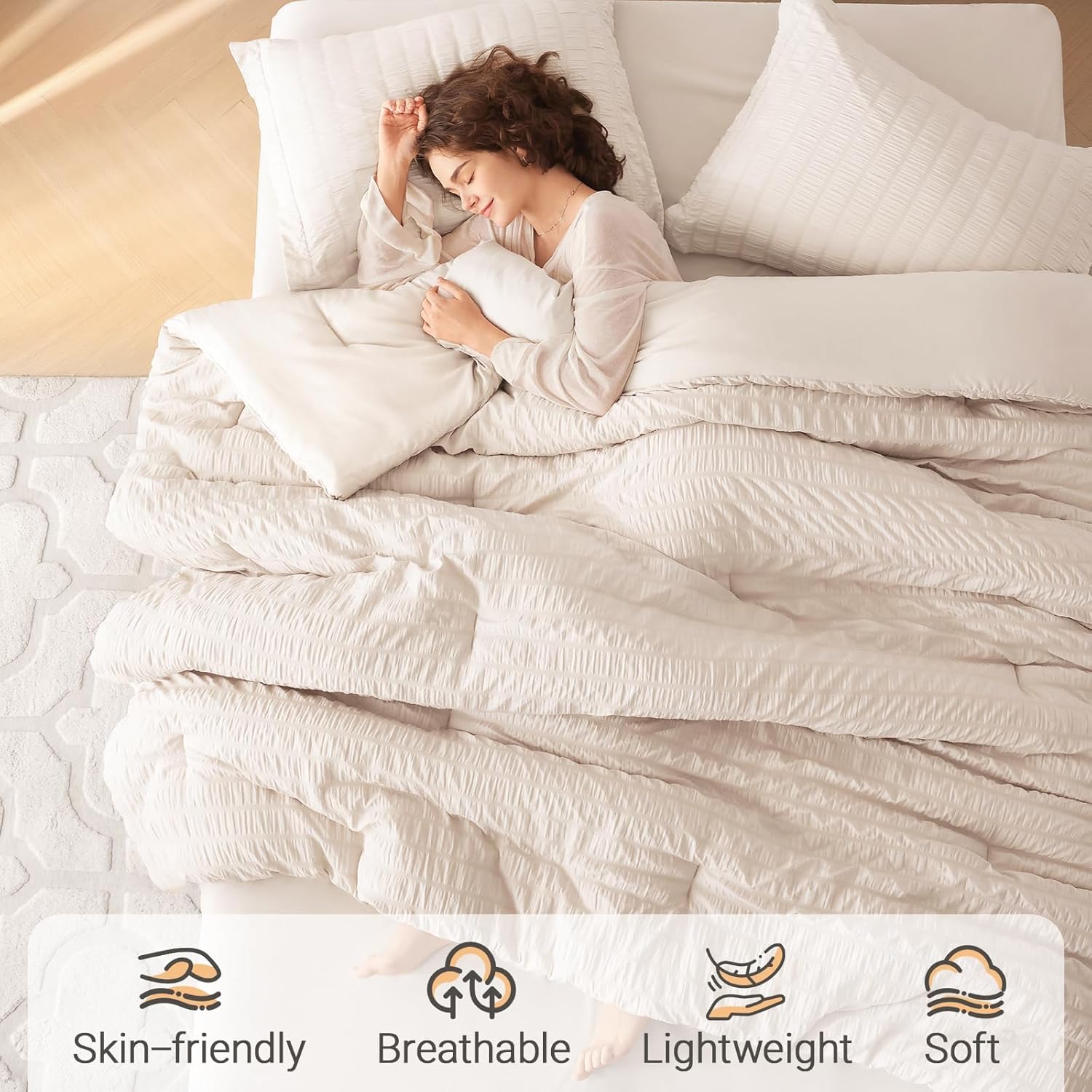 Detalle 2 de MUXHOMO 7 Pieces Queen Comforter Set 88x88