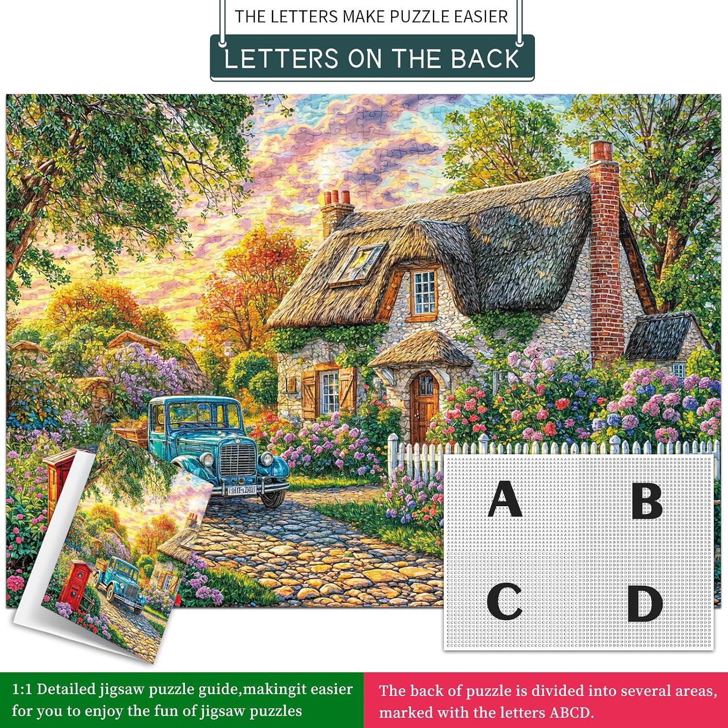 Thumbnail 6 de TangComplete Puzzle 1000 Teile – Farbintensive Blumen- und Zimmermotiv-Puzzles für Erwachsene und Kinder ab 14