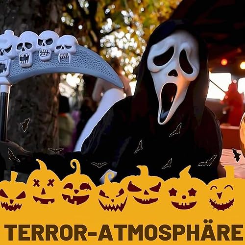Detalle 2 de ROMANVIC Ghost Face Maske aus Latex für Halloween und Mottopartys