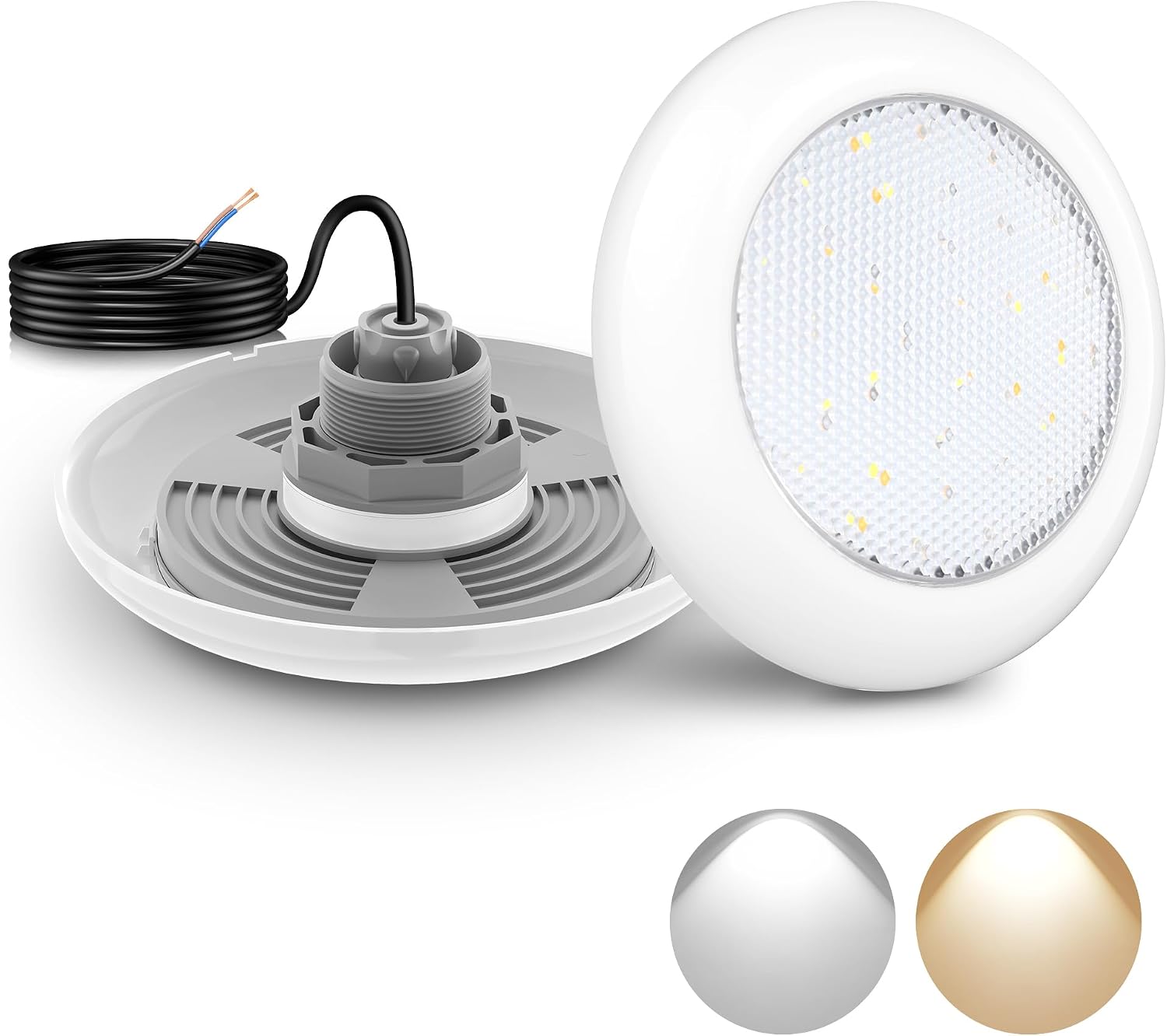 Detalle de LyLmLe Proiettore Piscina LED con filettatura esterna 2" | 18W, 3000K/6000K, Ø242mm, 12V AC