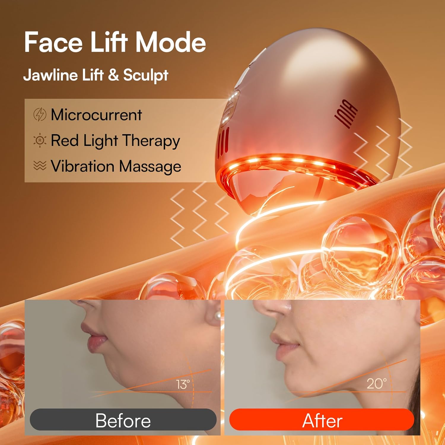 Detalle 2 de INIA 7-in-1 Red Light Therapy Facial Massager