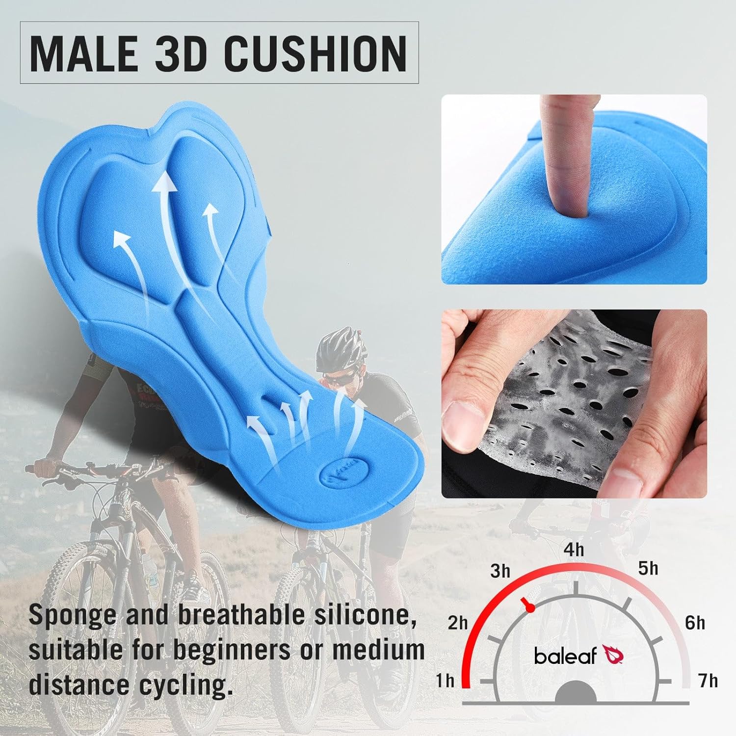 Thumbnail 5 de Baleaf Men's Padded Cycling Shorts with 3D Padding, Pockets and UPF 50+