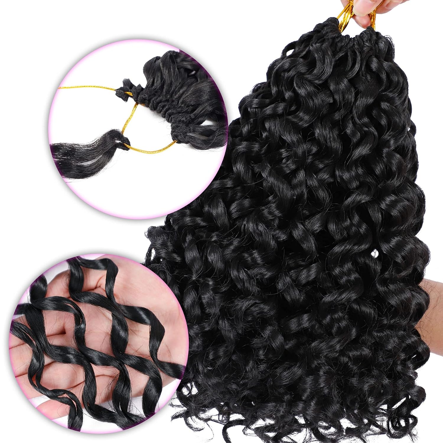 Detalle de GoGo Curl Crochet Hair 10 Inch Short Curly (7 Packs) – 1B