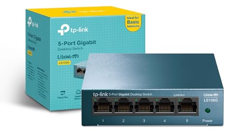 Detalle de TP-Link LS105G: Switch Ethernet Gigabit de 5 Puertos, carcasa metálica y diseño silencioso