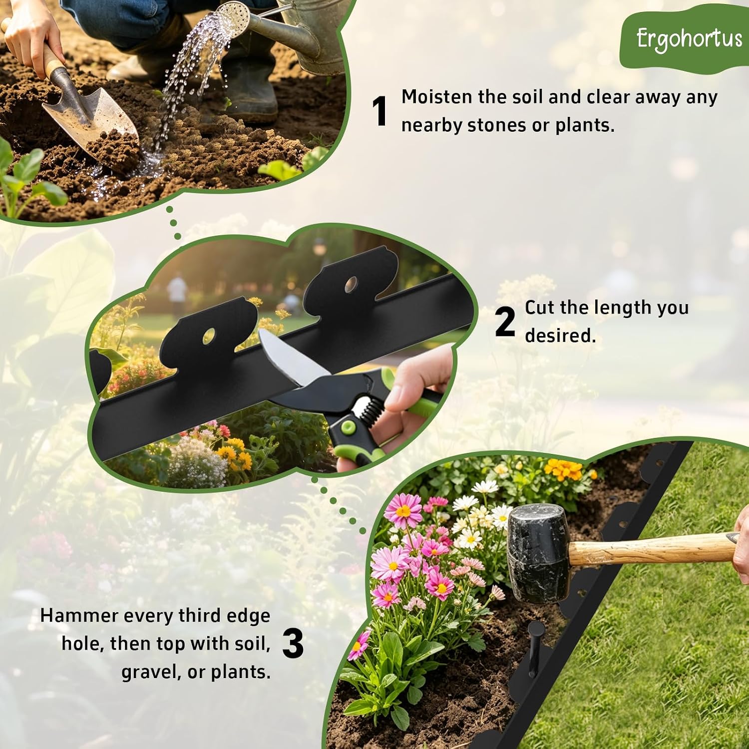Thumbnail 5 de Ergohortus Lawn Edging – 10m Garden Border with 50 Pegs, Black