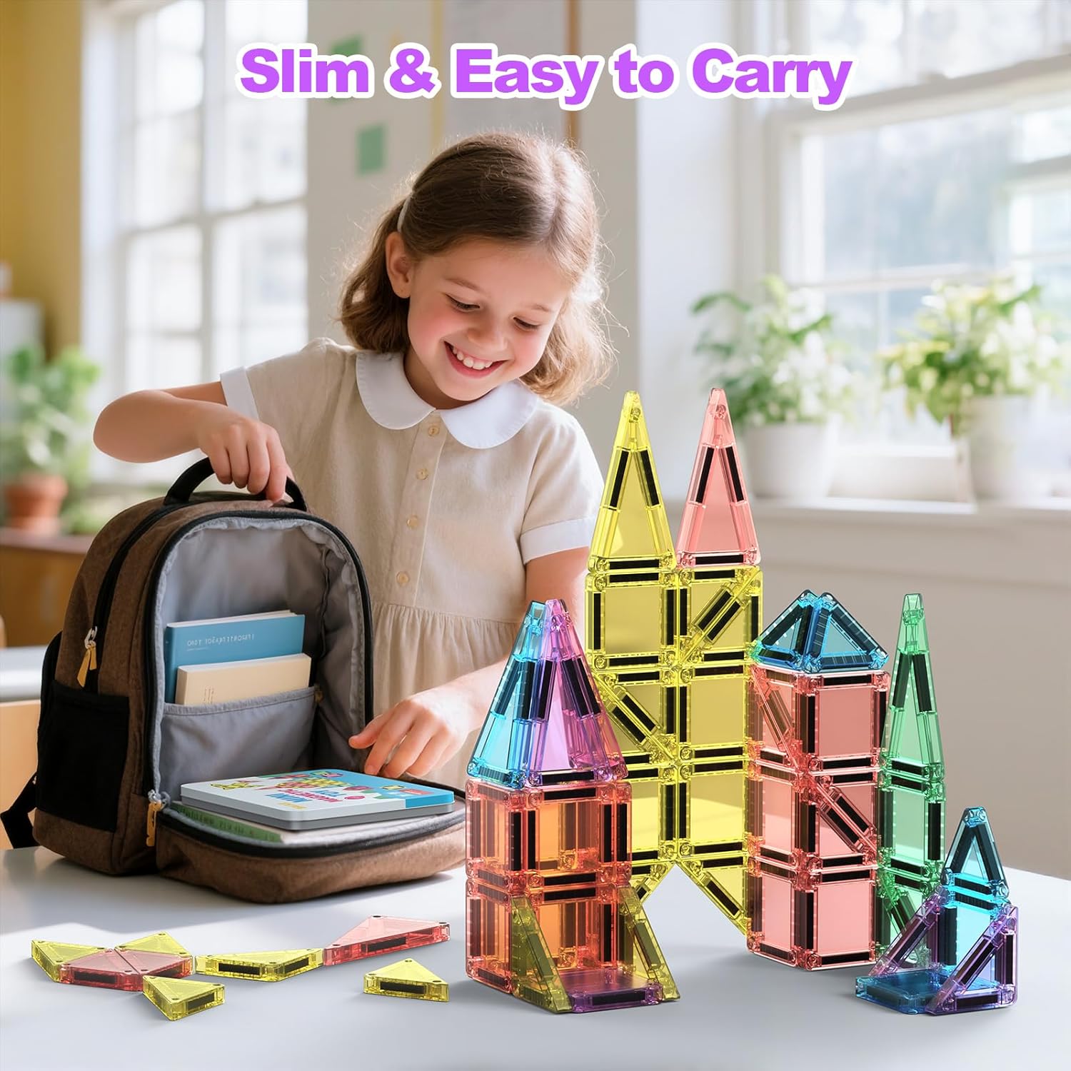 Thumbnail 1 de BAIJLE 46PCS Mini Magnetic Tiles – Portable Magnetic Building Set for Open-Ended Play