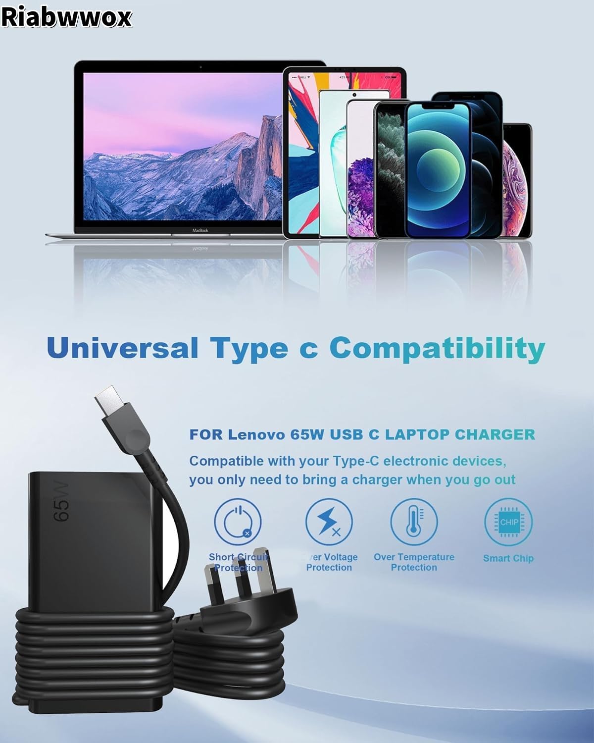 Thumbnail 5 de Riabwwox New Slim USB C Charger 65W