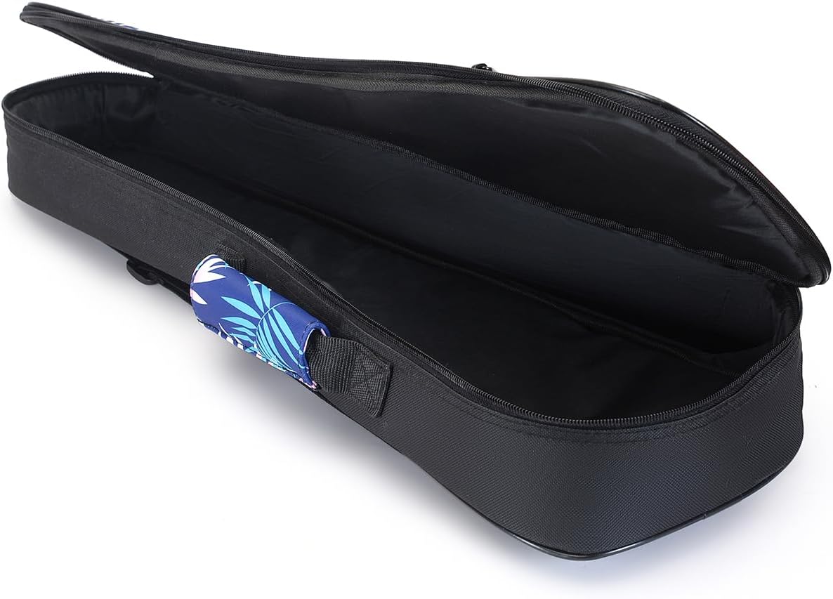 Detalle de MUINS 26-Inch Tenor Ukulele Gig Bag, 10mm Padding, Blue Leaves