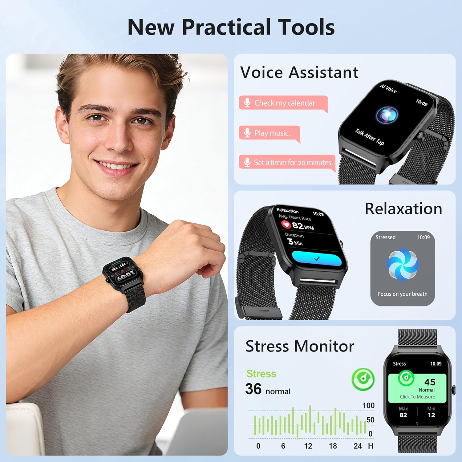 Thumbnail 3 de Smart Watch 1.85-inch Fitness Tracker for Android & iPhone