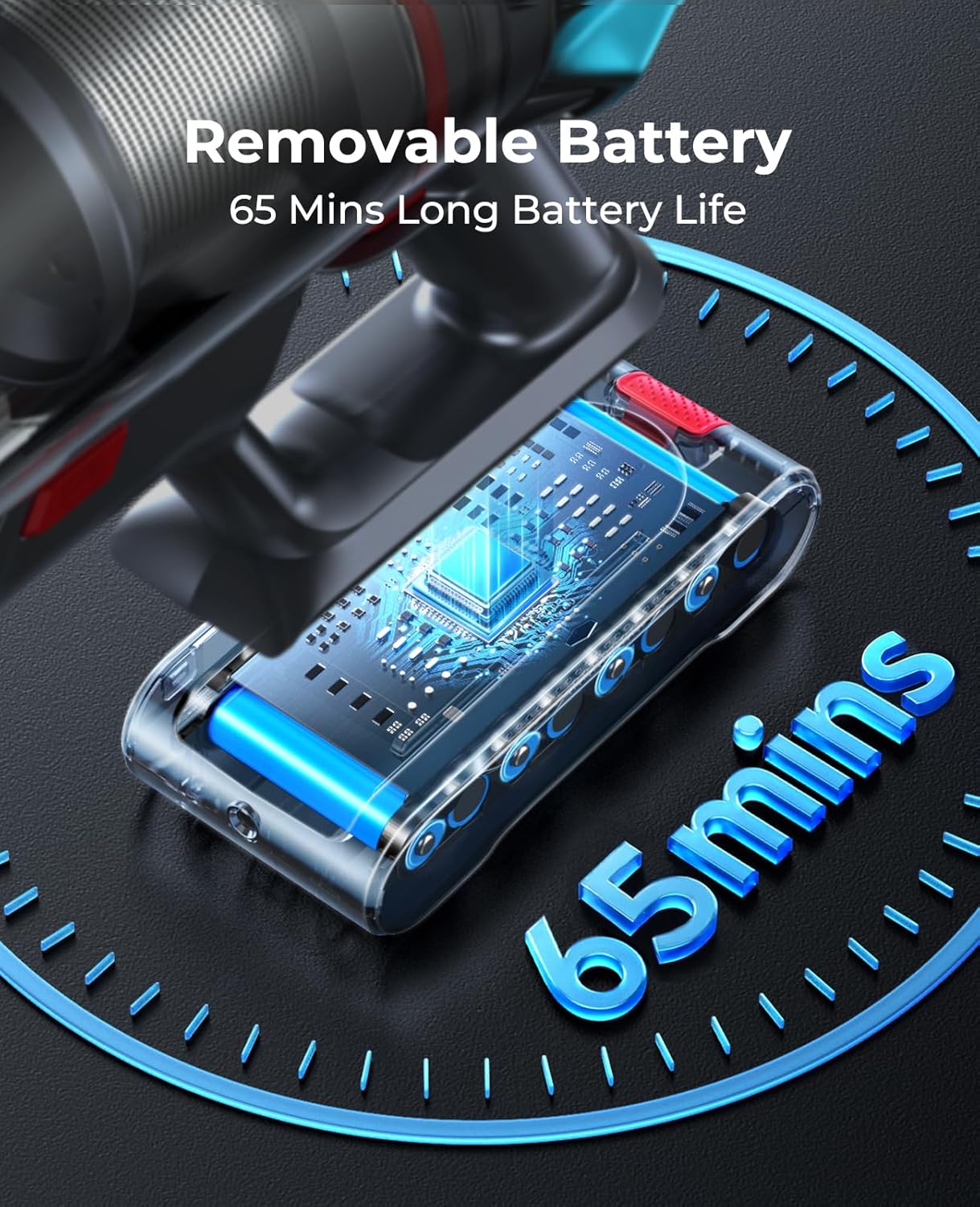 Thumbnail 2 de Fieety Cordless Vacuum Cleaner (V7 Pro) – Stick Vacuum with 65 mins runtime, 50KPa suction and anti-hair wrap