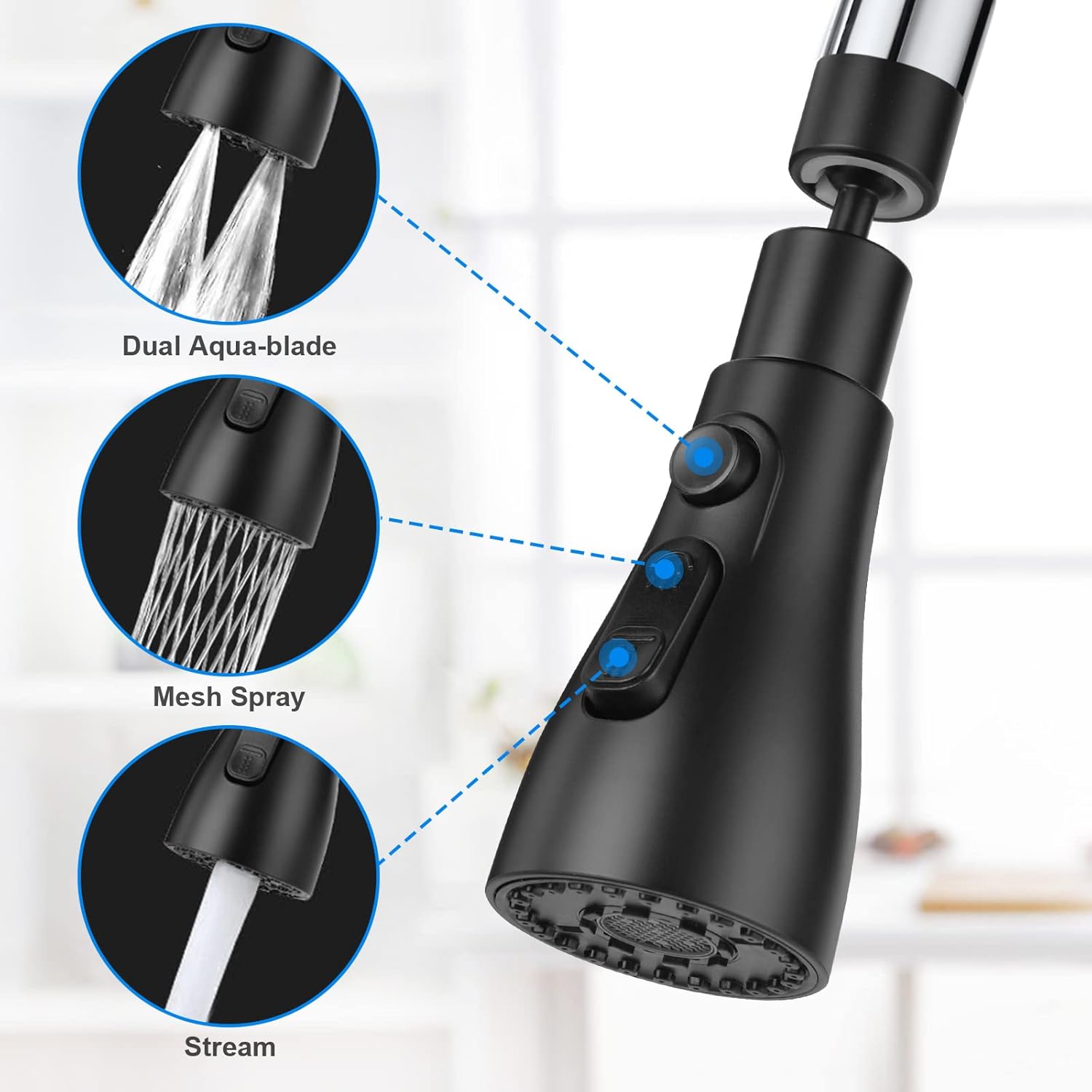 Thumbnail 3 de OSDUE Testa a spruzzo per rubinetto da cucina 360° 3 modalità