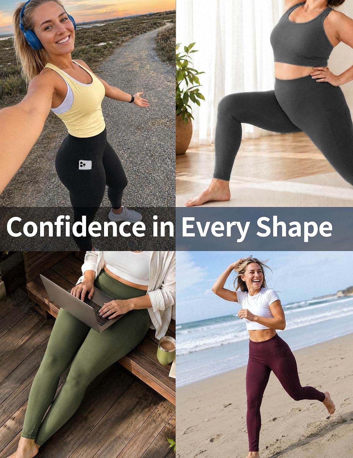 Thumbnail 6 de CAMBIVO Sport Leggings Damen lang mit High Waist und Handytasche