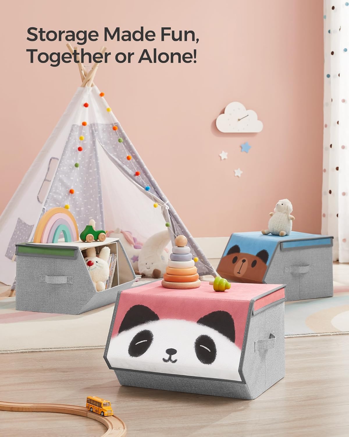 Detalle 2 de SONGMICS RFB760P02 kids storage organisers set of 3