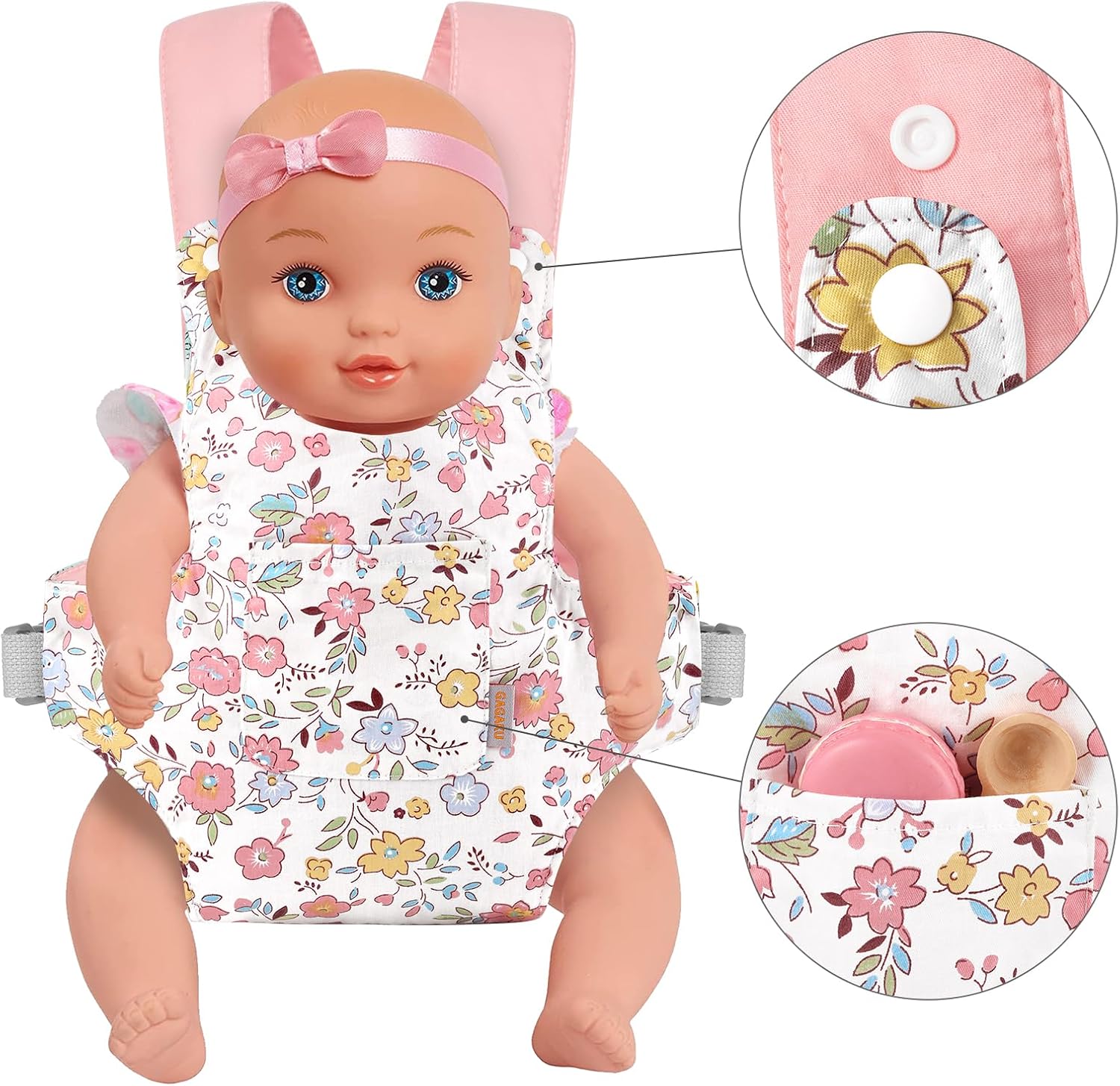 Detalle 2 de GAGAKU Puppentrage – Puppentrage-Zubehör für Puppen, Rosa (Pfirsichblüte)