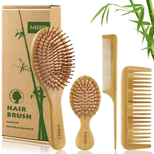 Detalle de MRD Hair Brush Set: Bamboo Paddle Detangling 🪮