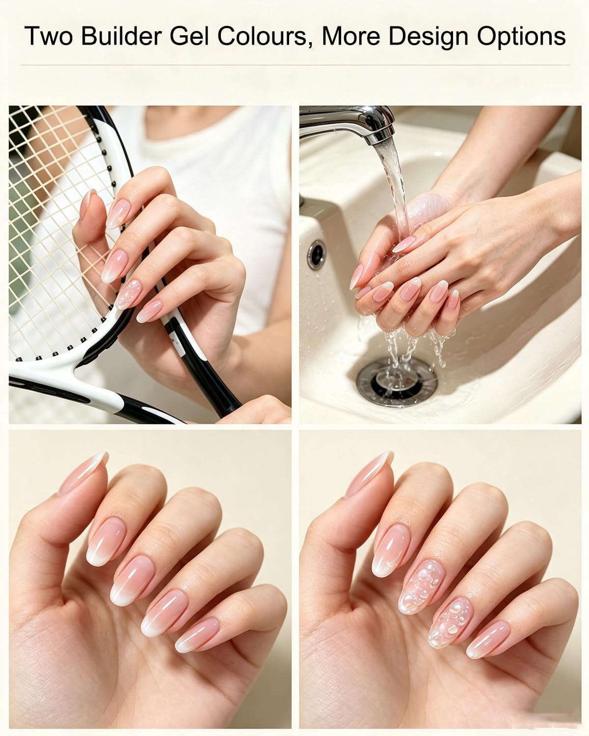 Detalle de Aokitec Pink Nude Builder Hard Gel Kit met nagelvormen en penseel