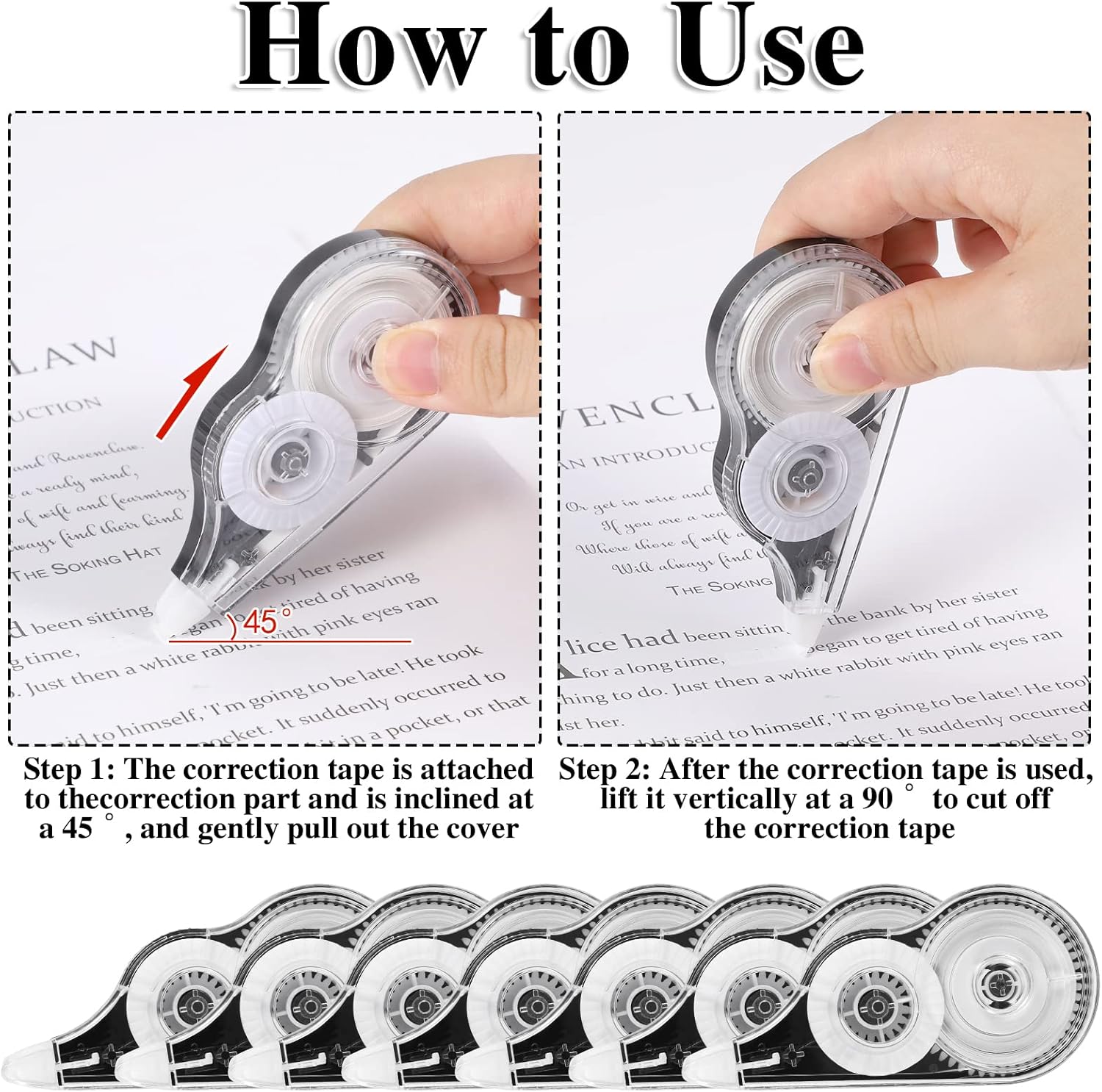Detalle de Yoosso 12 Pcs Correction Tape (12m x 5mm) – White mouse-style correction rollers for students & office
