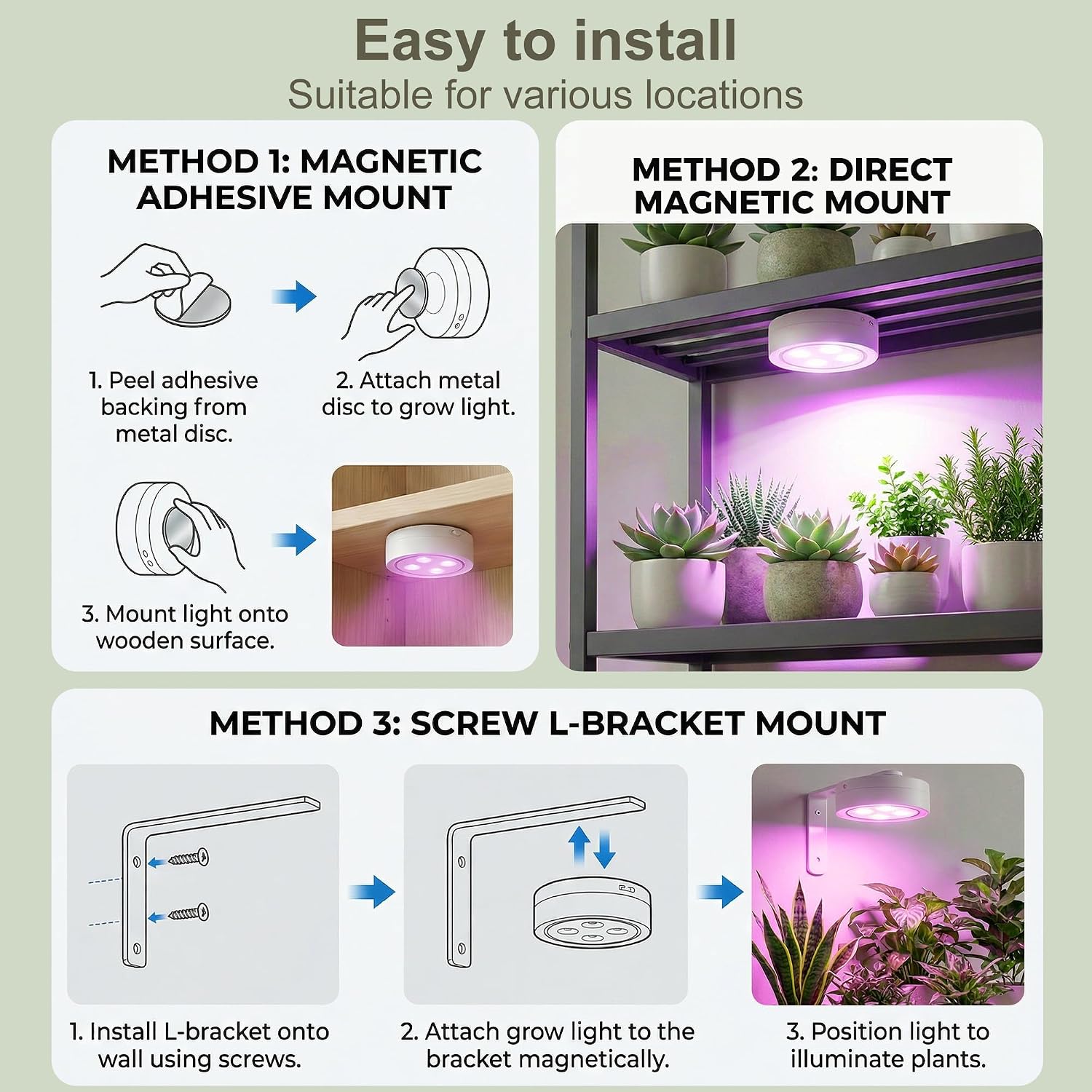 Thumbnail 6 de sooogd SD0018A3 6-Pack Rechargeable Grow Lights with Magnetic Mount and Remote