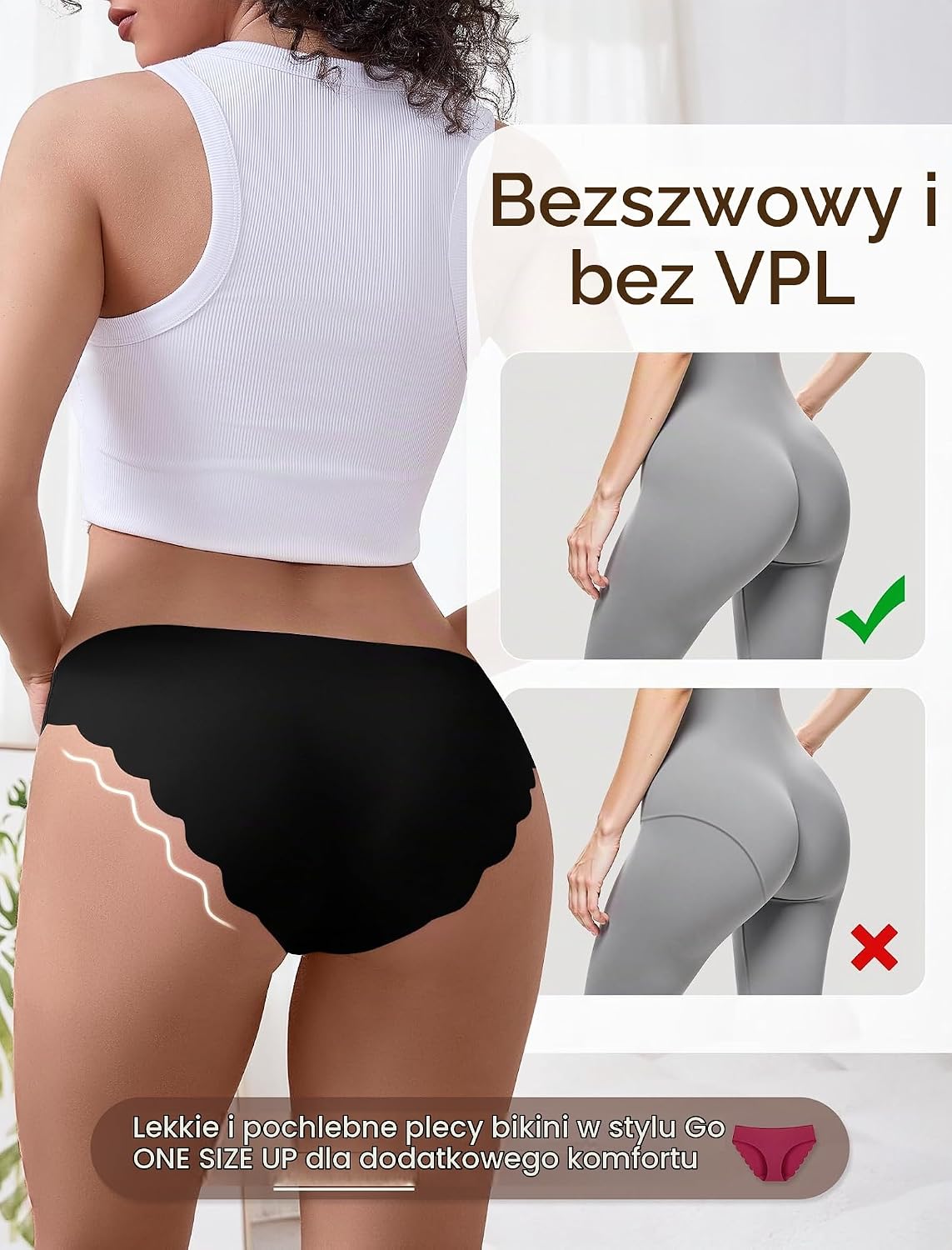Detalle 2 de VOENXE bezszwowe majtki damskie, 5-pak, niski stan, fason bikini