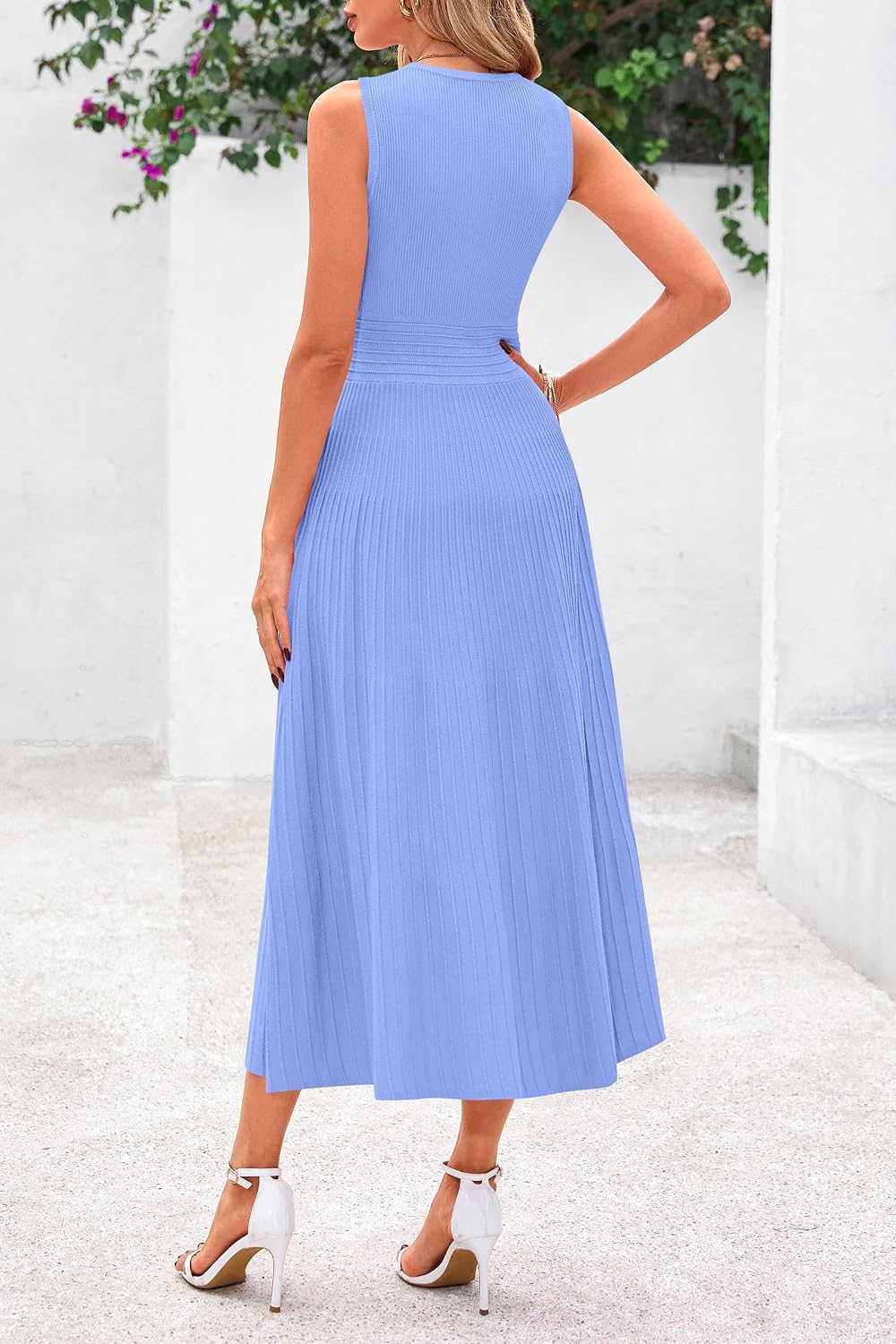 Thumbnail 1 de PRETTYGARDEN PR930 Women's Pleated Knit Midi Dress, Sleeveless A-Line