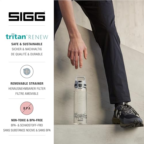 Detalle de SIGG Tritan Trinkflasche Total Clear ONE MyPlanet Anthrazit 0,75 L – spülmaschinenfest, auslaufsicher, BPA-frei