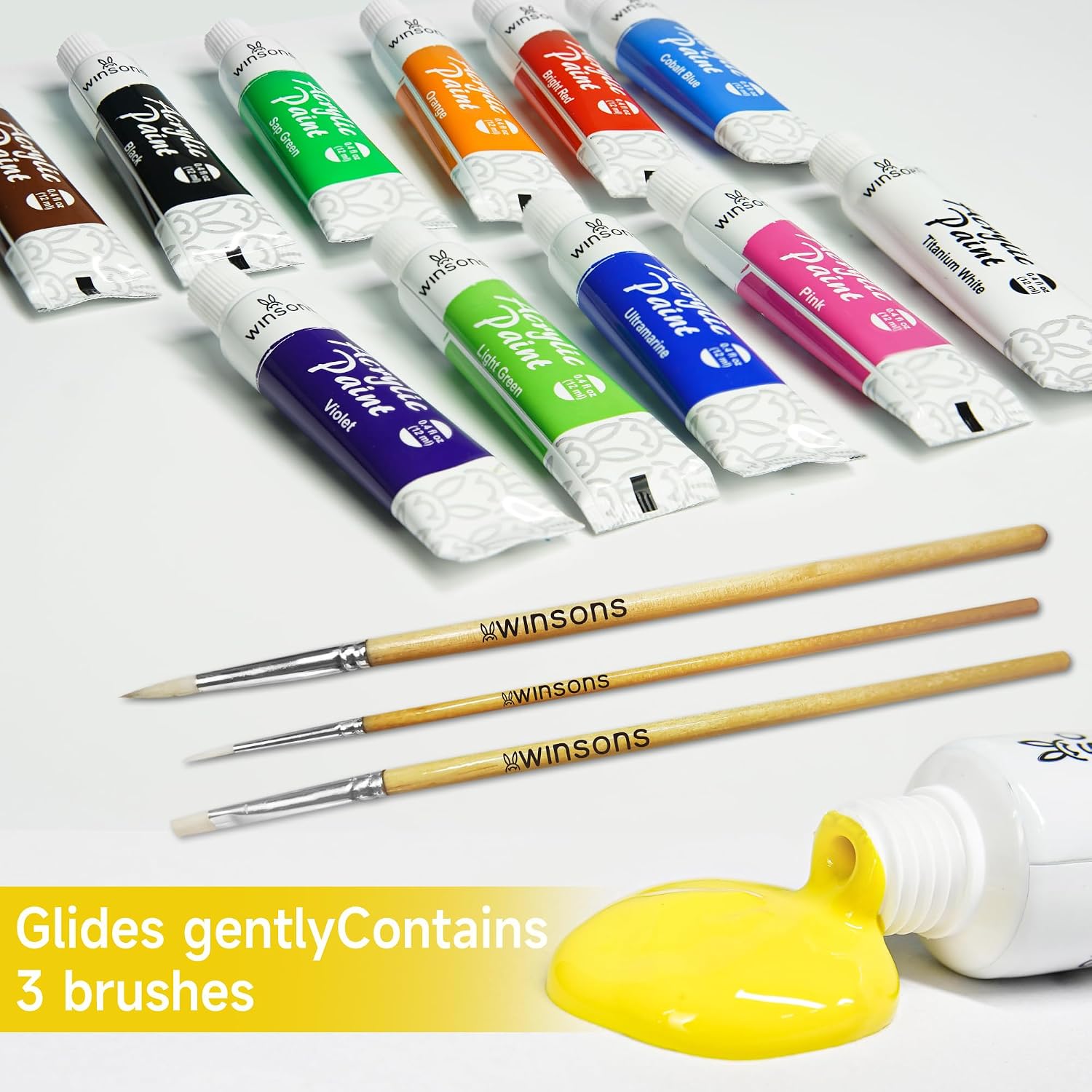 Thumbnail 1 de WINSONS Acrylic Paints Set (24 Colours) – Non-toxic acrylic fabric paint for canvas, ceramics, crafts and more