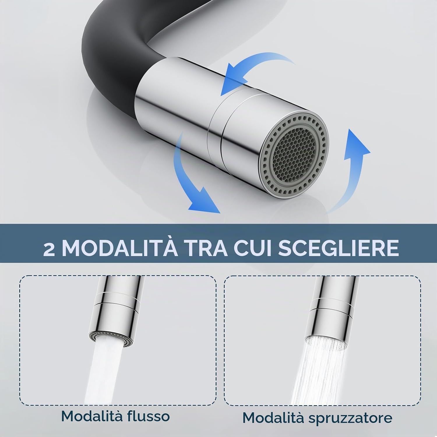 Thumbnail 2 de HURRAN Rubinetto Cucina a Muro: lavello flessibile, rotazione 360° e doppia modalità d’acqua