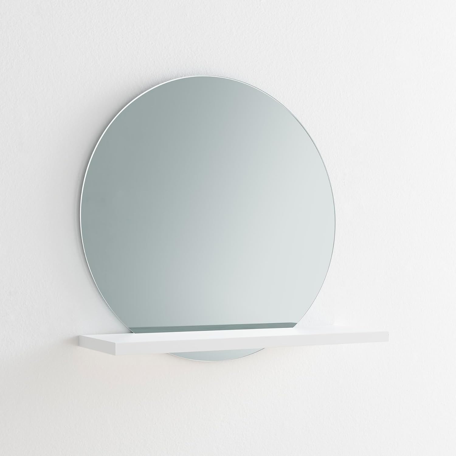 Detalle 2 de ARHome Specchio Tondo Bronzato con Mensola, 60 x 60 x 22 cm – Bianco Opaco, Made in Italy