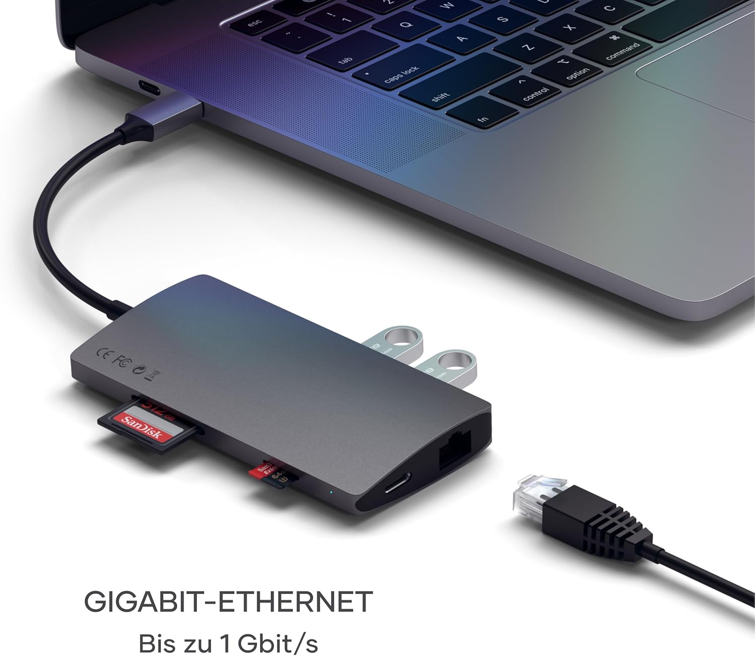 Thumbnail 2 de SATECHI 8-in-1 Multiport-Hub V2 mit Ethernet, HDMI 4K/60 Hz & 60 W PD-Laden – Space Grau