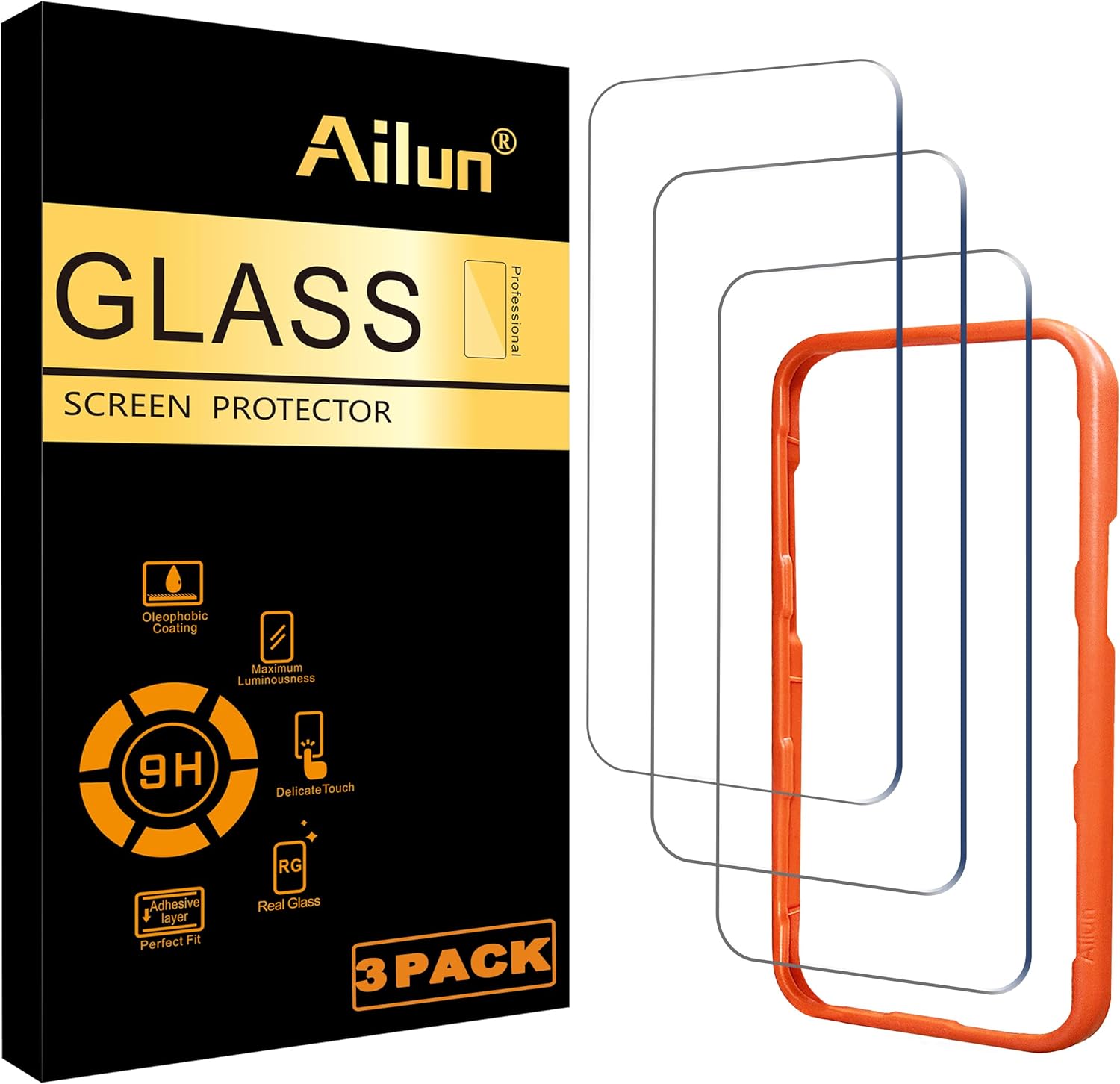 Thumbnail 6 de Ailun Glass Screen Protector for iPhone 14/14 Pro (6.1-inch) – 3 Pack Tempered Glass, Case Friendly