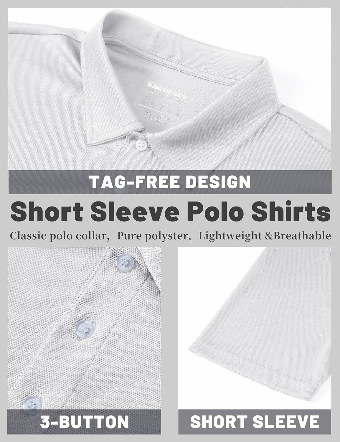 Thumbnail 4 de TACVASEN men’s polo shirts short sleeve golf outdoor shirt (breathable quick-dry)