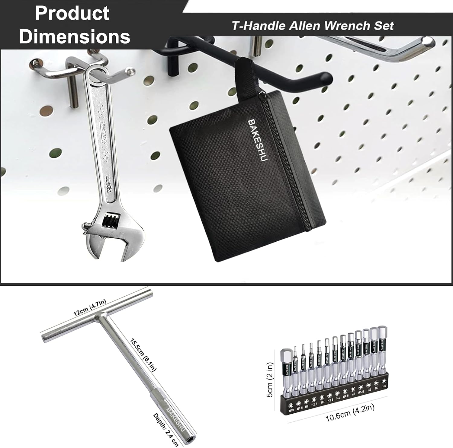 Detalle 1 de BAKESHU BKSlsd507A T-Handle Allen Key Set, S2 Bits, 13 Metric Sizes